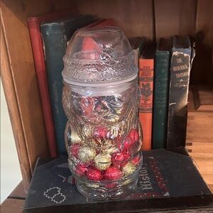 VINTAGE Libby Glass Santa Candy Jar Canister